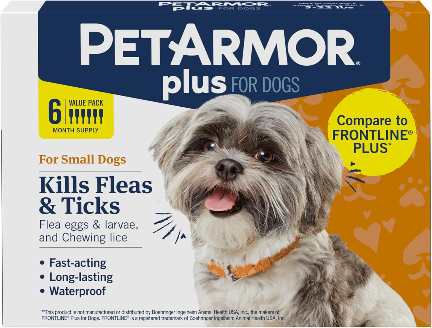 plus for Dogs Flea and Tick Prevention for Dogs, Long-Lasting & Fast-Acting Topical Dog Flea Treatment, 6 Count, Small