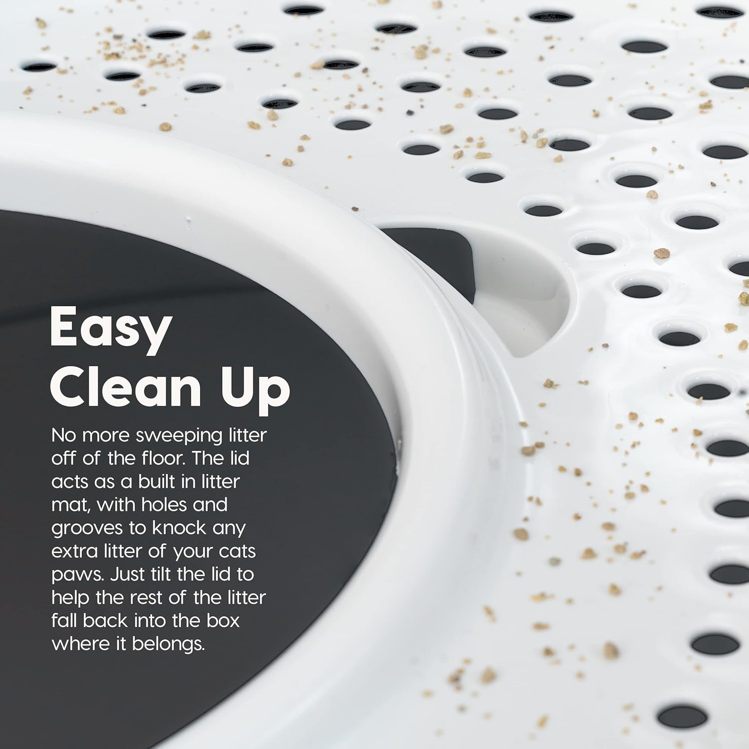 USA Top Entry Cat Litter Box, Large Enclosed with Litter Catching Lid and Scoop, Dog Proof, Cat Litter Box, Gray/White