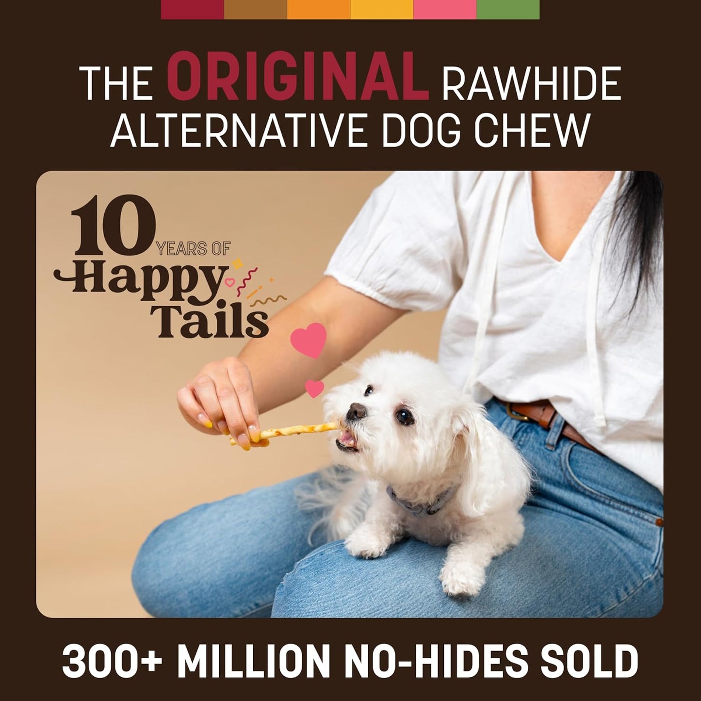 No Hide Stix - Long Lasting Rawhide Free Small Dog Chews Sticks, Beef - 20 Count Value Pack