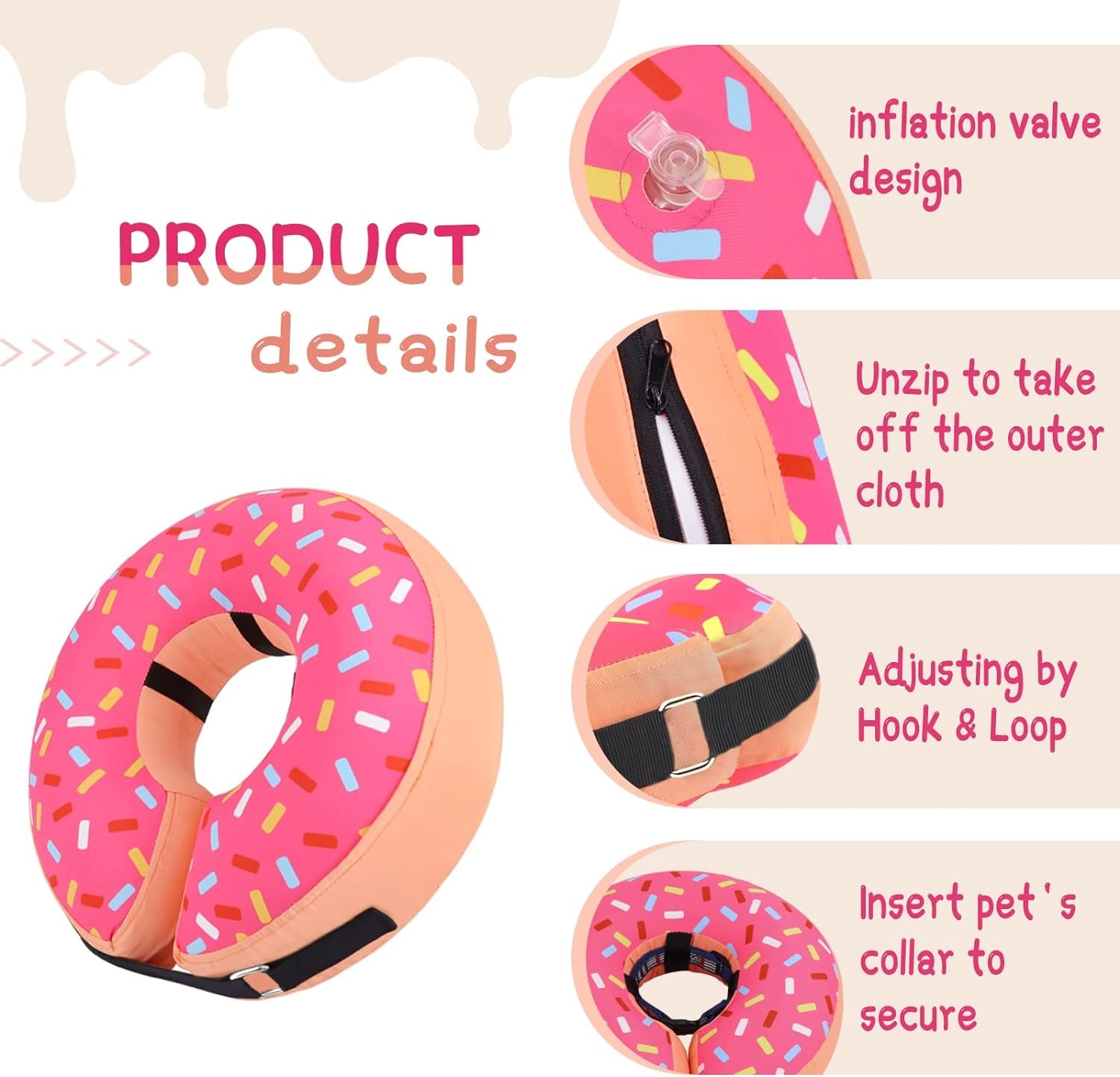 Inflatable Dog Cone Collar Alternative after Surgery, Dog Neck Donut Collar Recovery E Collar for Neuter, Soft Pet Cone for Small Medium Large Dogs