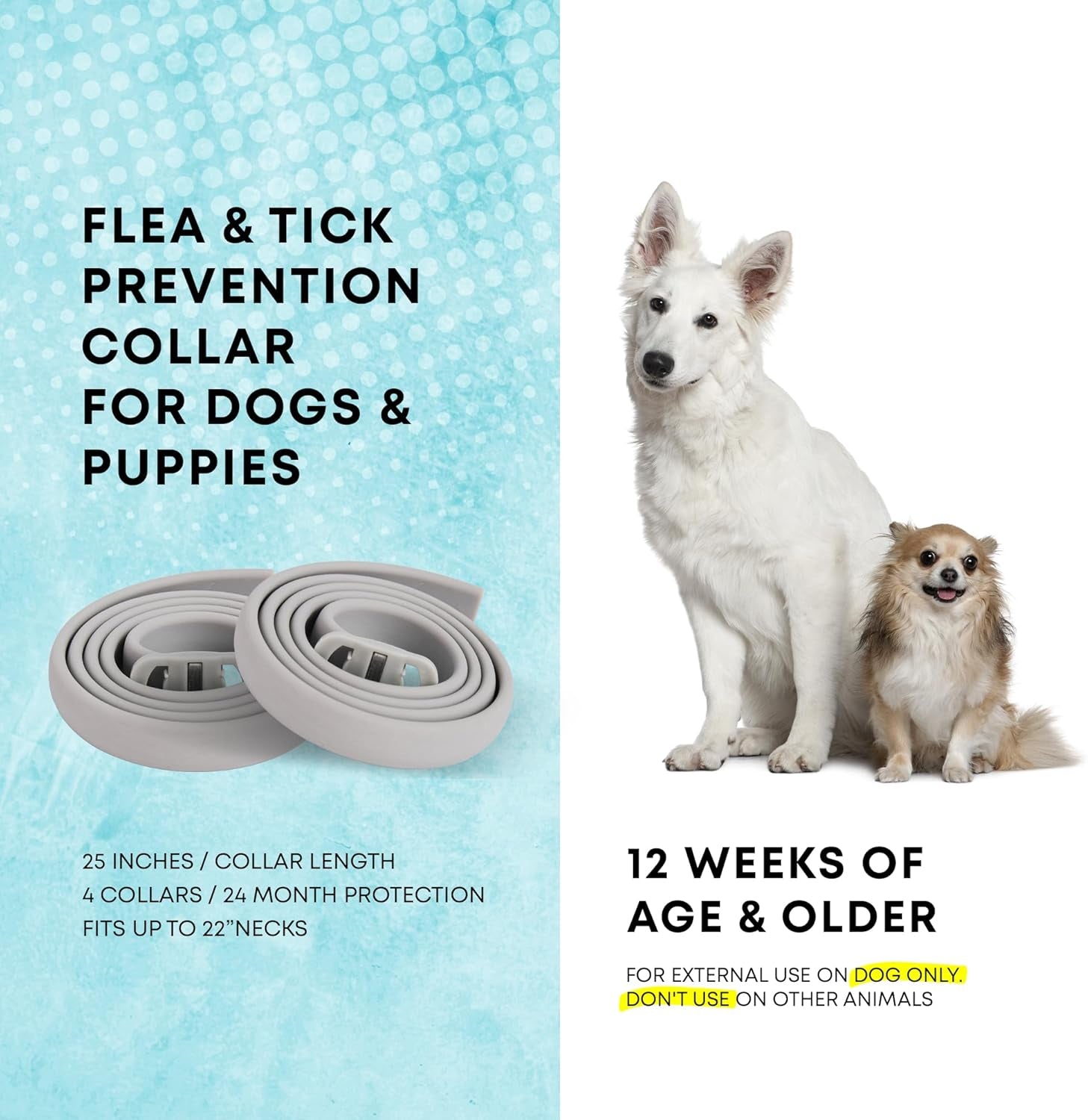 Flea and Tick Prevention Collars for Dogs: Effective Pet Flea Tick Treatment for Dog Collar - Adjustable Natural Flea Tick Collars for Extra Large, Medium, Small Dogs, Flea Tick Control for Puppies