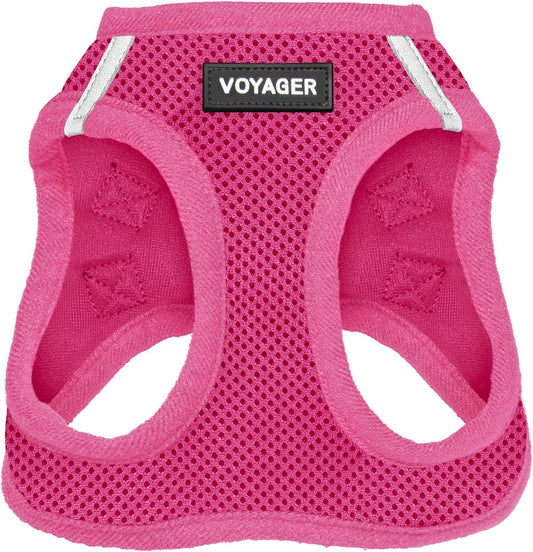 Voyager Step-In Air Dog Harness - All Weather Mesh, Reflective, No Pull Harness for Small, Medium Dogs, Cats - Secure with Hook & Loop Fastener, Buckle, Double D-Rings - Fuchsia, L