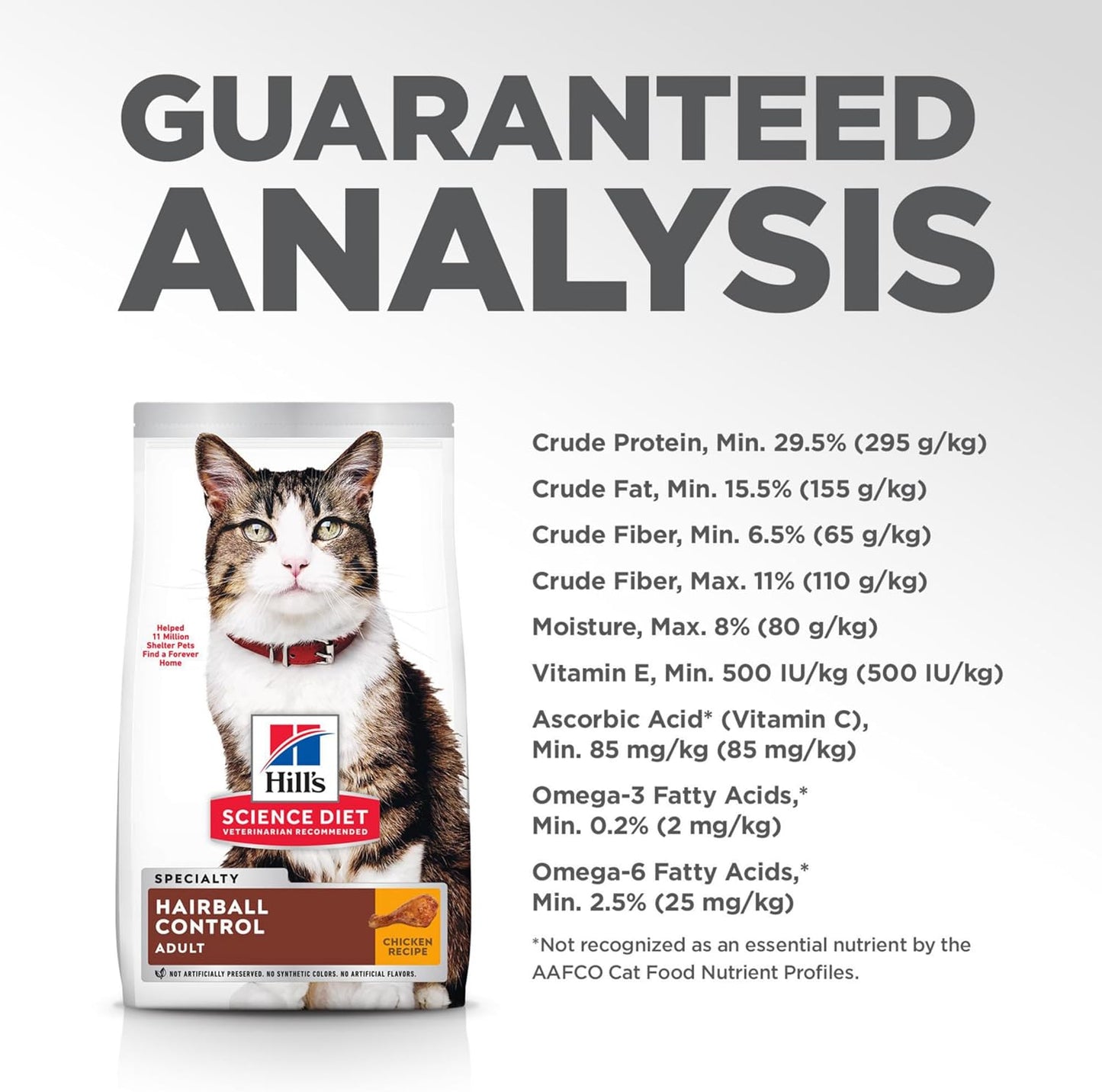 Hairball Control, Adult 1-6, Hairball Control Support, Dry Cat Food, Chicken Recipe, 3.5 Lb Bag