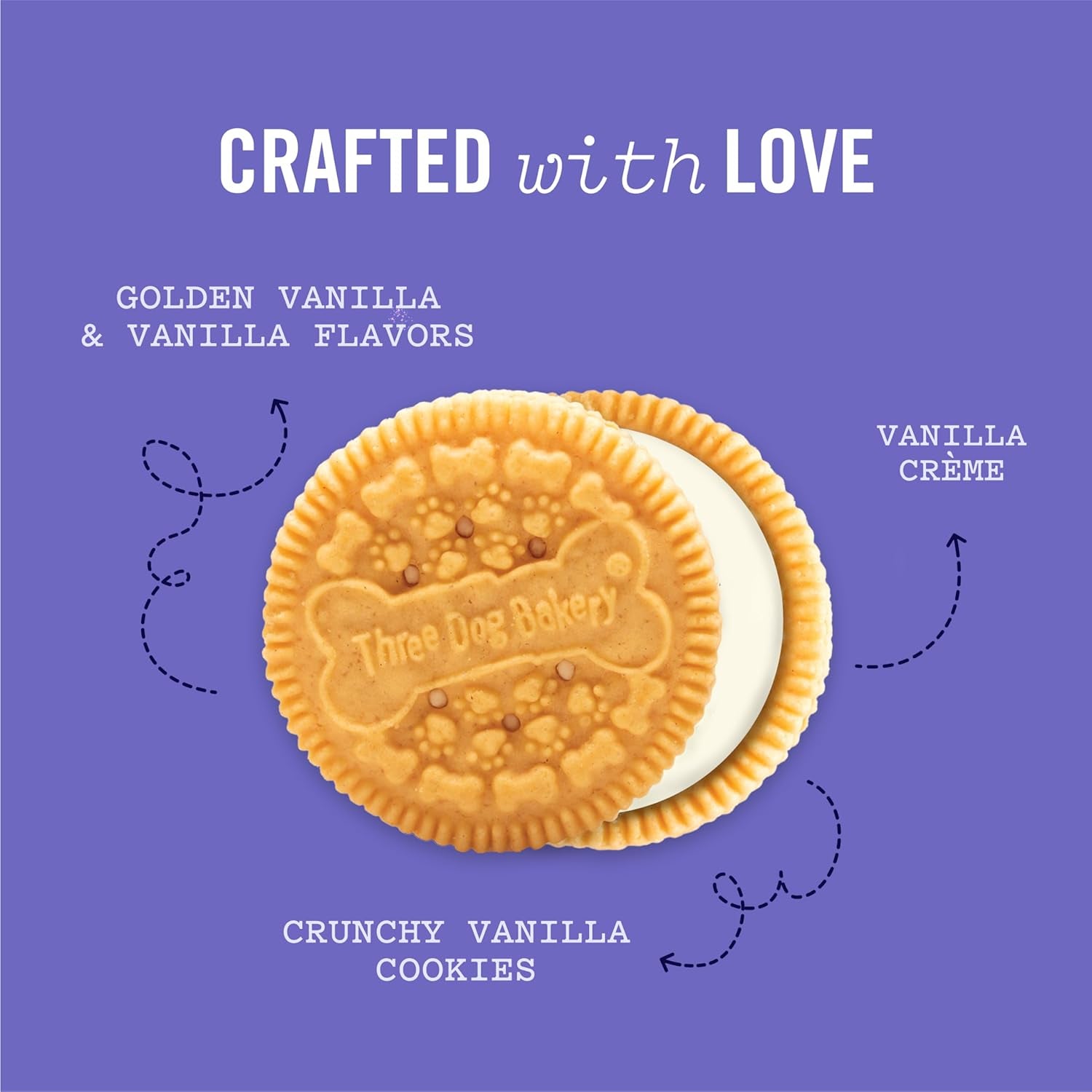 Lick'N Crunch! Golden & Vanilla Dog Sandwich Cookies, 20 Count – Dog Treat Cookies, Puppy Cookies with Real Ingredients, Dog Birthday Cookies, Dog & Puppy Training Treats