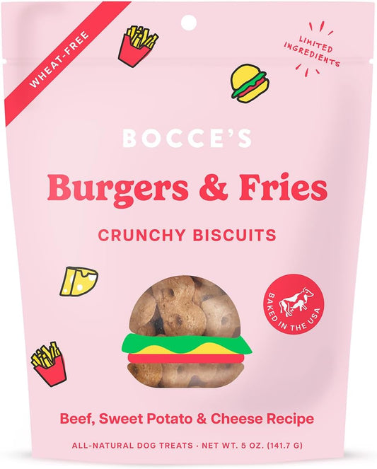 - Limited Edition Wheat-Free Dog Treats, Burgers & Fries Biscuits, 5 Oz