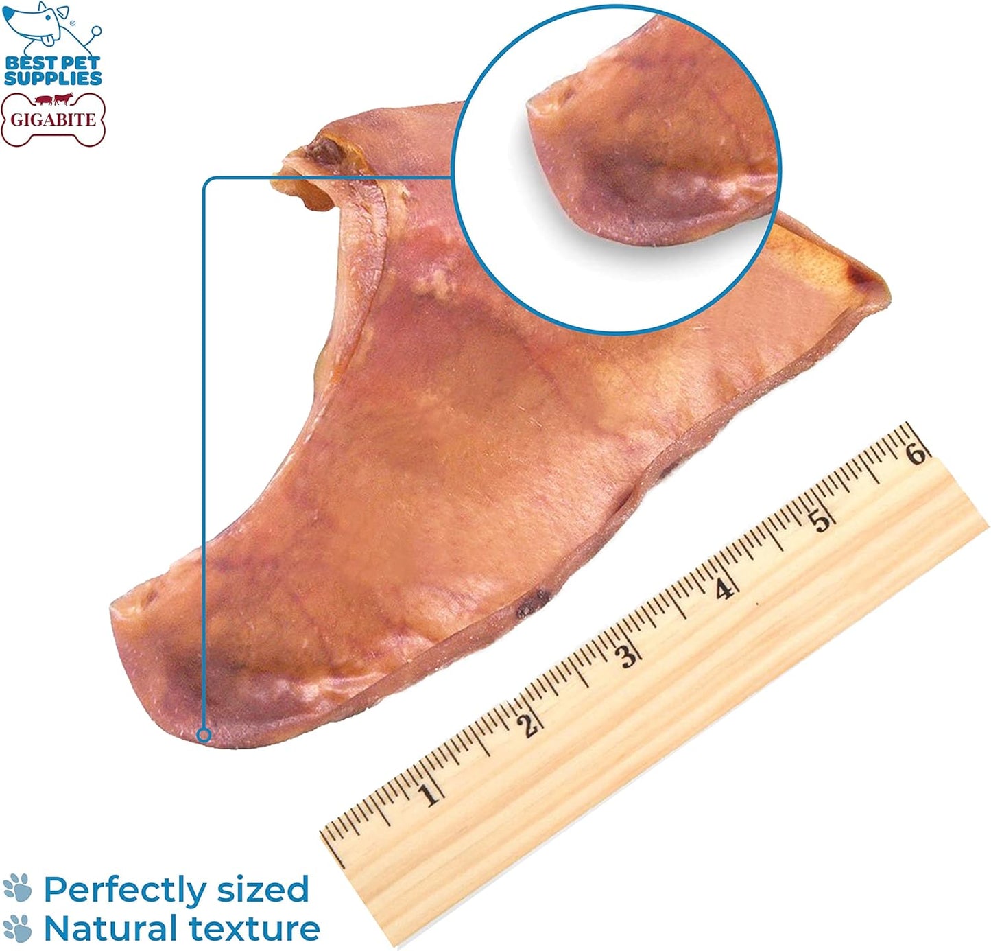 Gigabite Roasted Pig Ears for Dogs - Natural Dog Chews, Roasted Pigs Ears, Safe for Puppies and Aggressive Chewers, Cleans Teeth and Gums - Whole Ears, Pack of 22