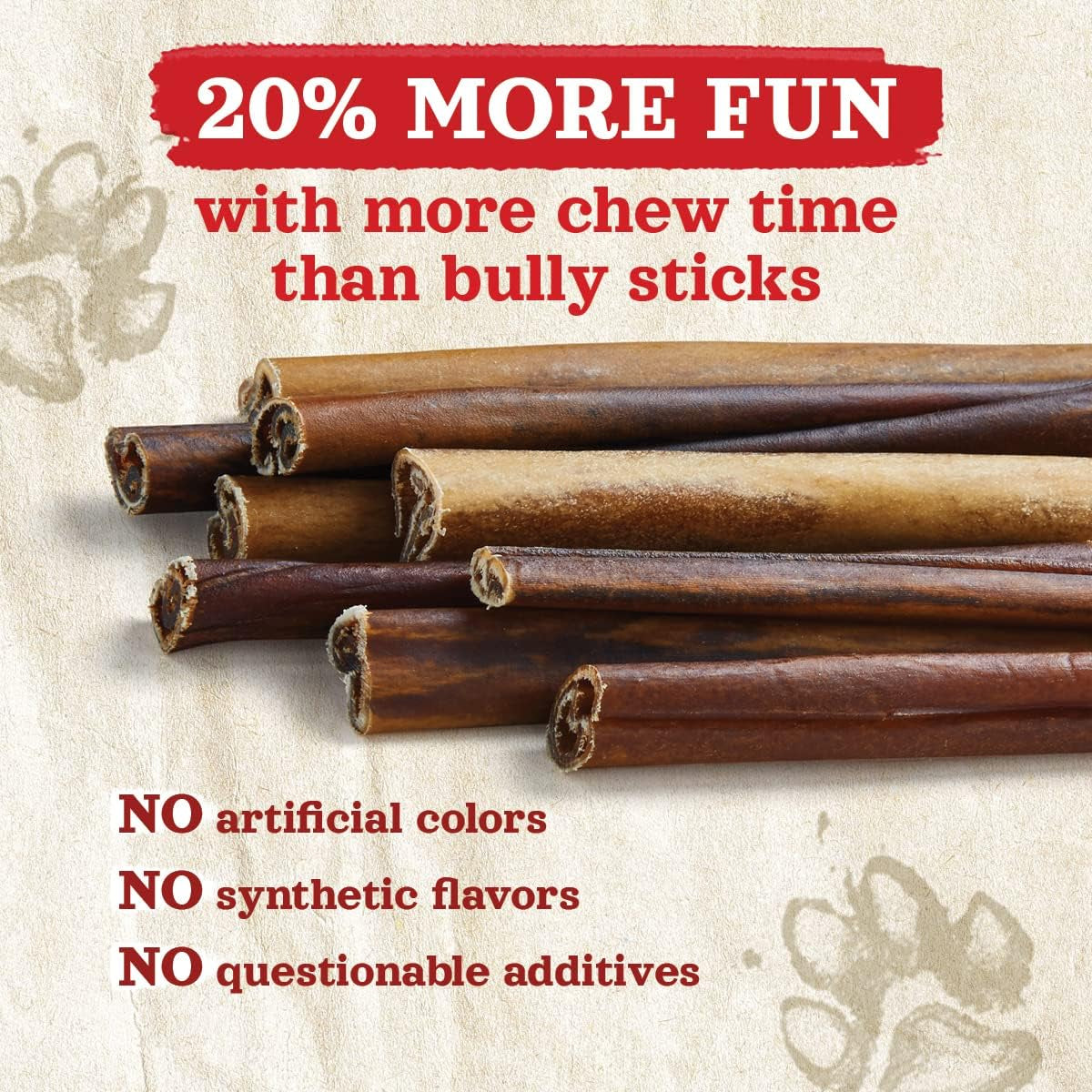 Odor-Free Collagen Chews, (12-Inch, 12-Pack), Long Lasting Bully Sticks & Rawhide Alternative Dog Treats, 95% Collagen, High Protein Best Dental Dog Treats – Medium & Large Dogs