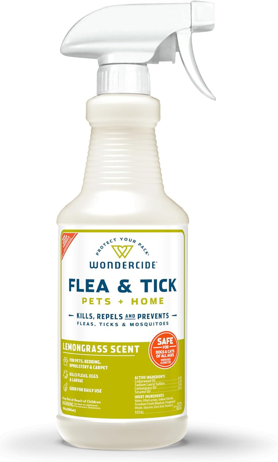 - Flea, Tick & Mosquito Spray for Pets and Home with Natural Essential Oils - Killer, Control, Prevention, Treatment - Lemongrass 16 Oz