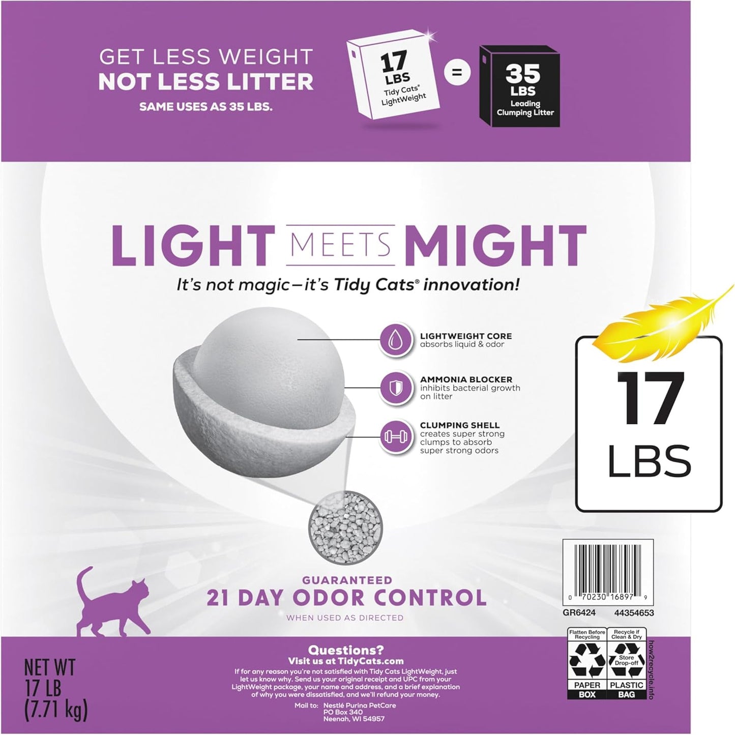 Purina  Lightweight with Glade Clean Blossoms Multi-Cat, Clumping, Low Dust, Scented Cat Litter - 17 Lb. Box