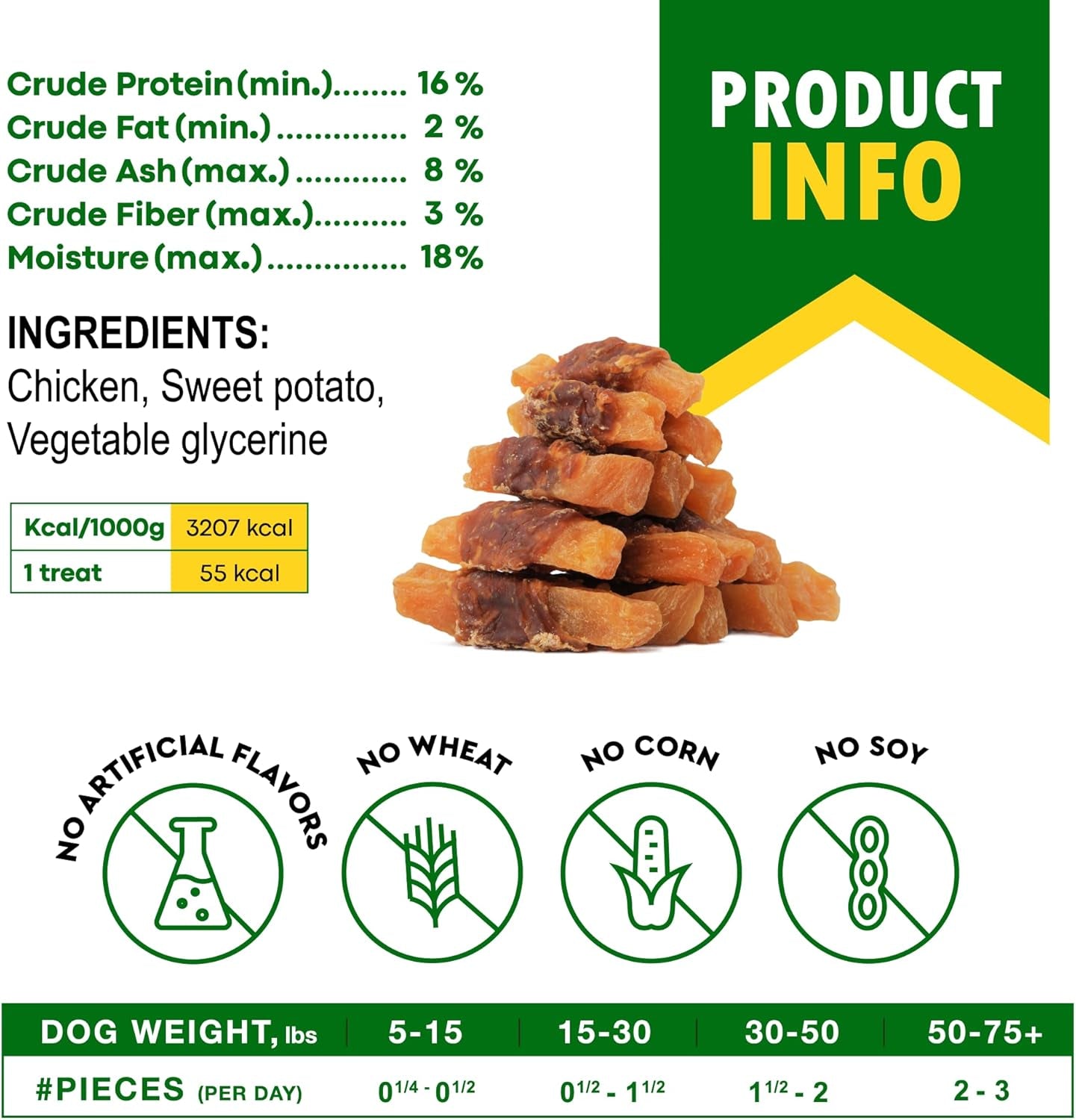 Dog Treats Sweet Potato Wrapped with Chicken 11 Oz & Pet Natural Chew - Grain Free Dried Snacks in Bulk - Best Twists for Training Small & Large Dogs - Made for USA
