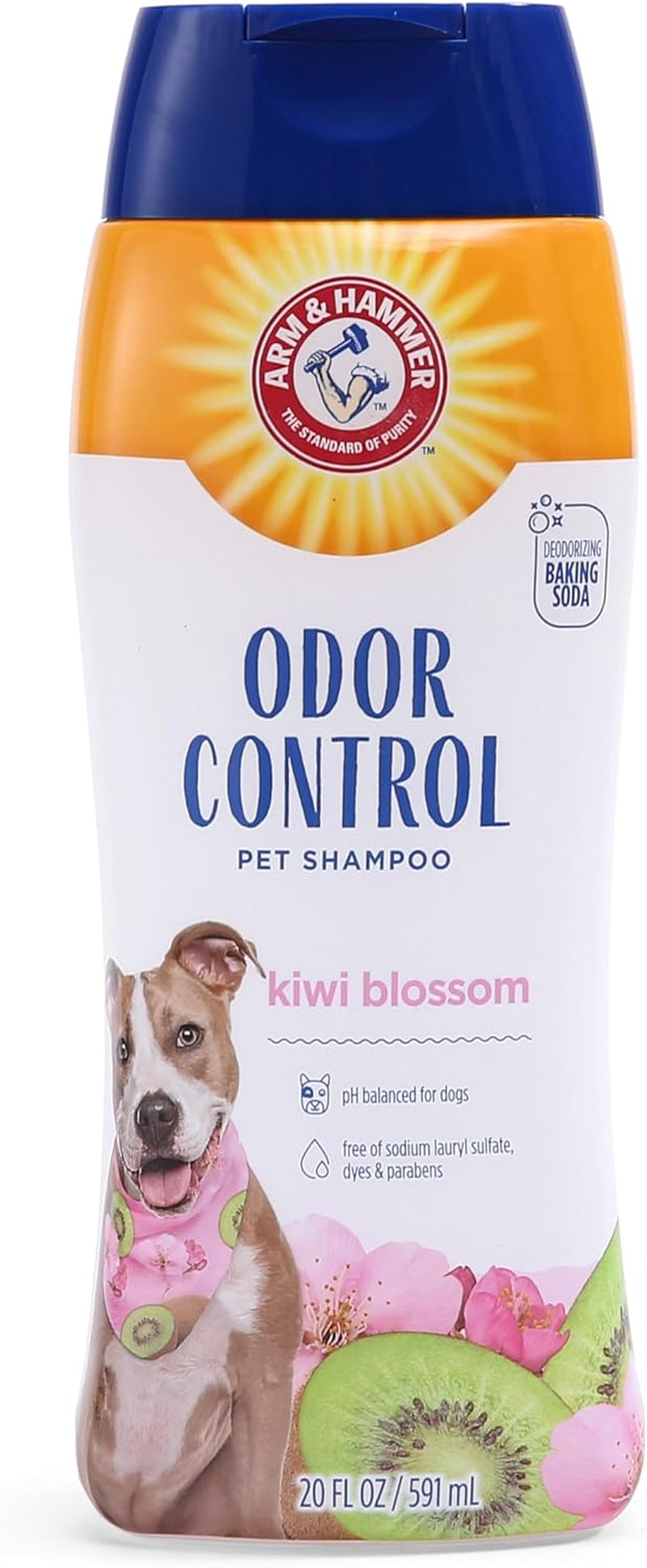 Deodorizing Dog Shampoo for Smelly Dogs & Puppies with Baking Soda, Moisturizing Dog Shampoo for Sensitive Skin - Dog Odor Shampoo - Kiwi Blossom Scent, 20 Fl Oz