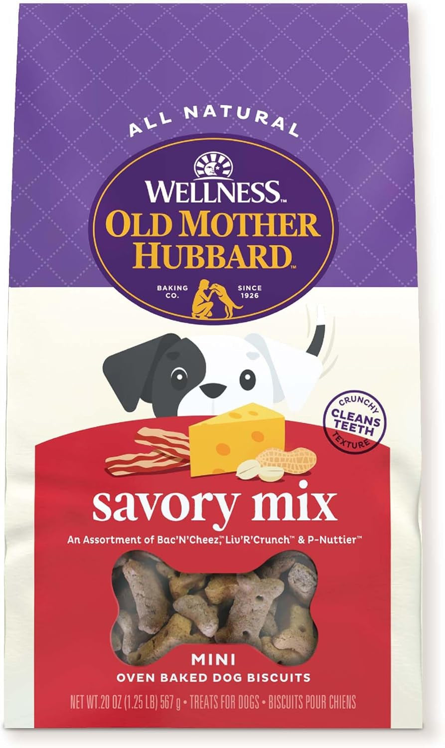Wellness Savory Mix Dog Biscuits, Natural, Training Treats, Mini Size, (20 Ounce Bag)