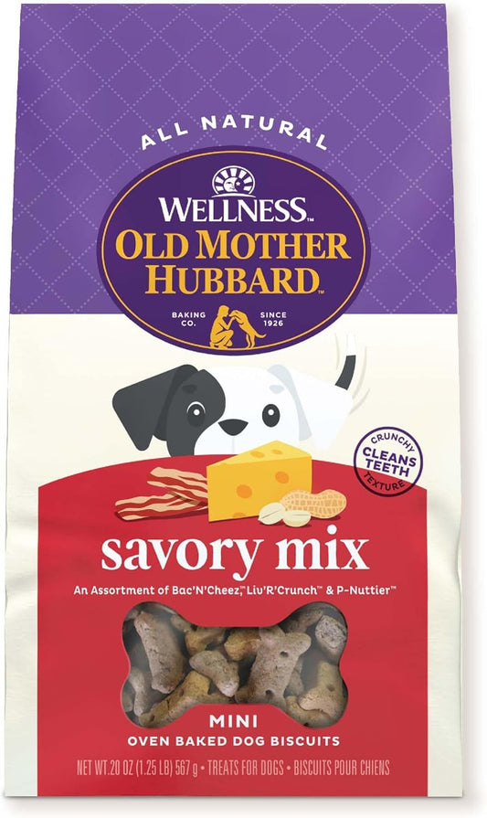 Wellness Savory Mix Dog Biscuits, Natural, Training Treats, Mini Size, (20 Ounce Bag)