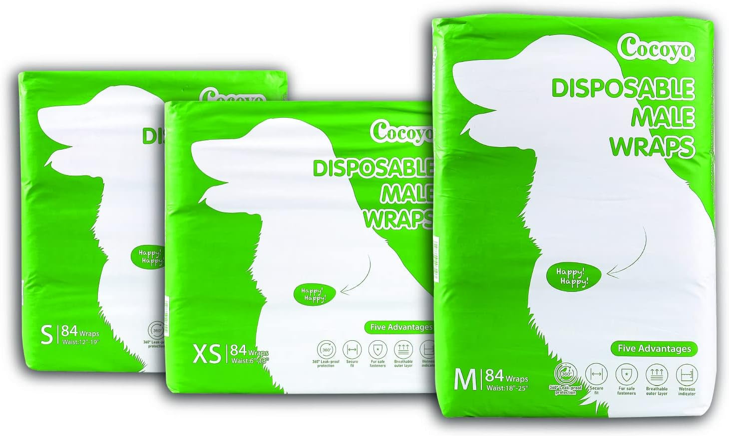 Disposable Male Dog Wraps, Small Size, 84 Count, Super Absorbent, Breathable, Wetness Indicator