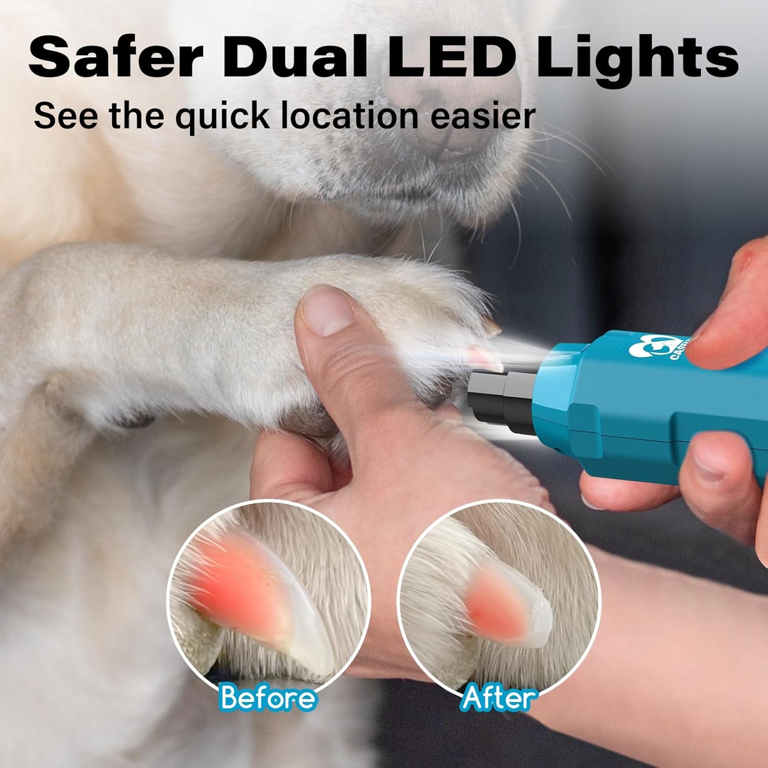 6-Speed Dog Nail Grinder - Newest Enhanced Pet Nail Grinder Super Quiet Rechargeable Electric Dog Nail Trimmer Painless Paws Grooming & Smoothing Tool for Large Medium Small Dogs (Bright Blue)