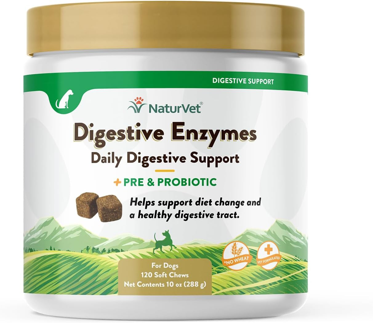 – Digestive Enzymes - plus Probiotics & Prebiotics – Helps Support Diet Change & a Healthy Digestive Tract – for Dogs & Cats (Soft Chews, 120 Count)