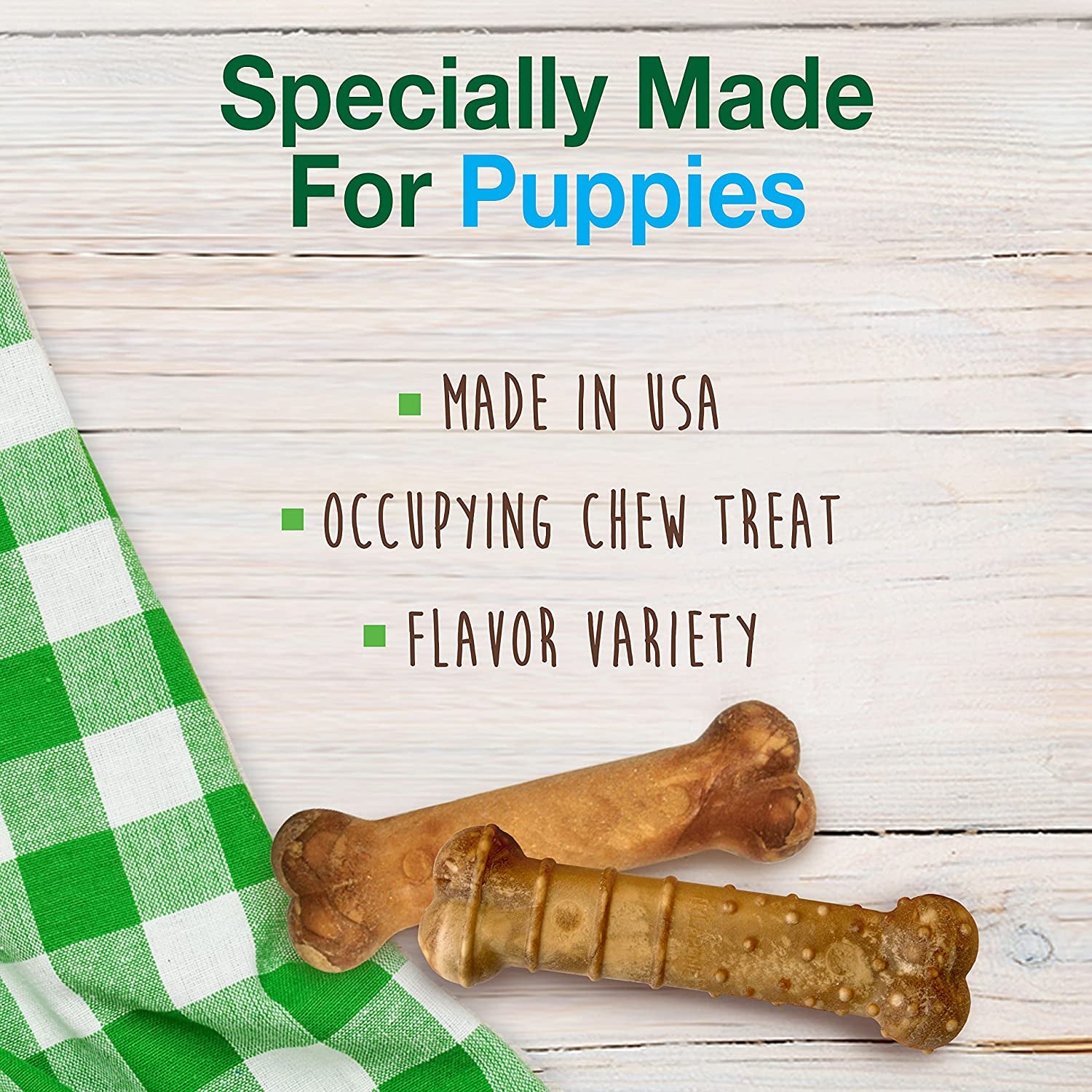 Healthy Edibles Natural Puppy Chews Long Lasting Treats for Puppies, Roast Beef, Apple & Bacon Flavor, X-Small/Petite (3 Count)