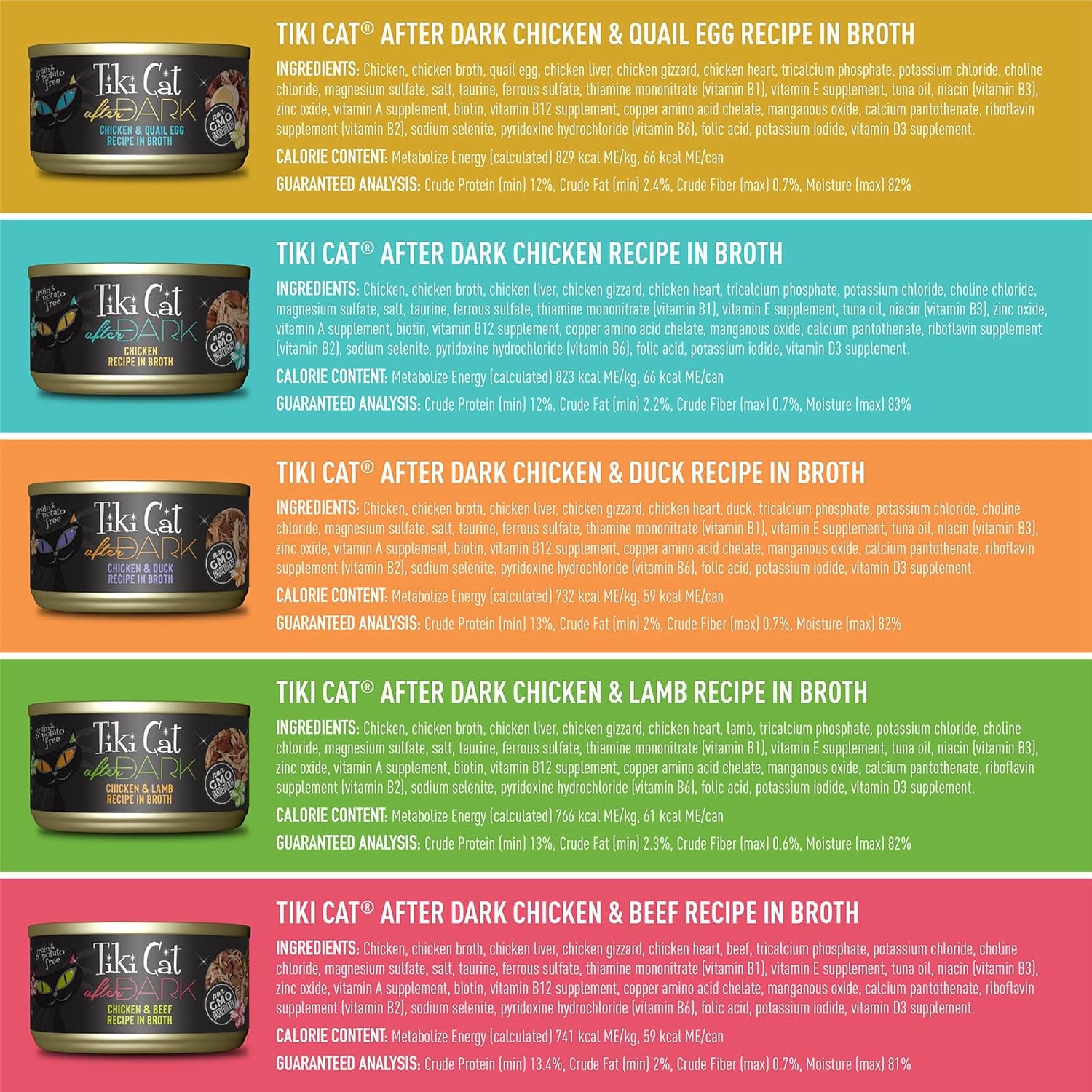 After Dark, Variety Pack, High-Protein and 100% Non-Gmo Ingredients, Wet Cat Food for Adult Cats, 2.8 Oz. Cans (Pack of 12)