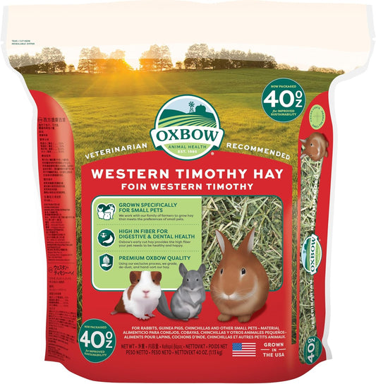 Western Timothy Hay for Small Pets – All-Natural Grass Hay for Rabbits, Guinea Pigs, and Chinchillas – High Fiber for Digestive Health and Dental Support – 40 Oz Bag