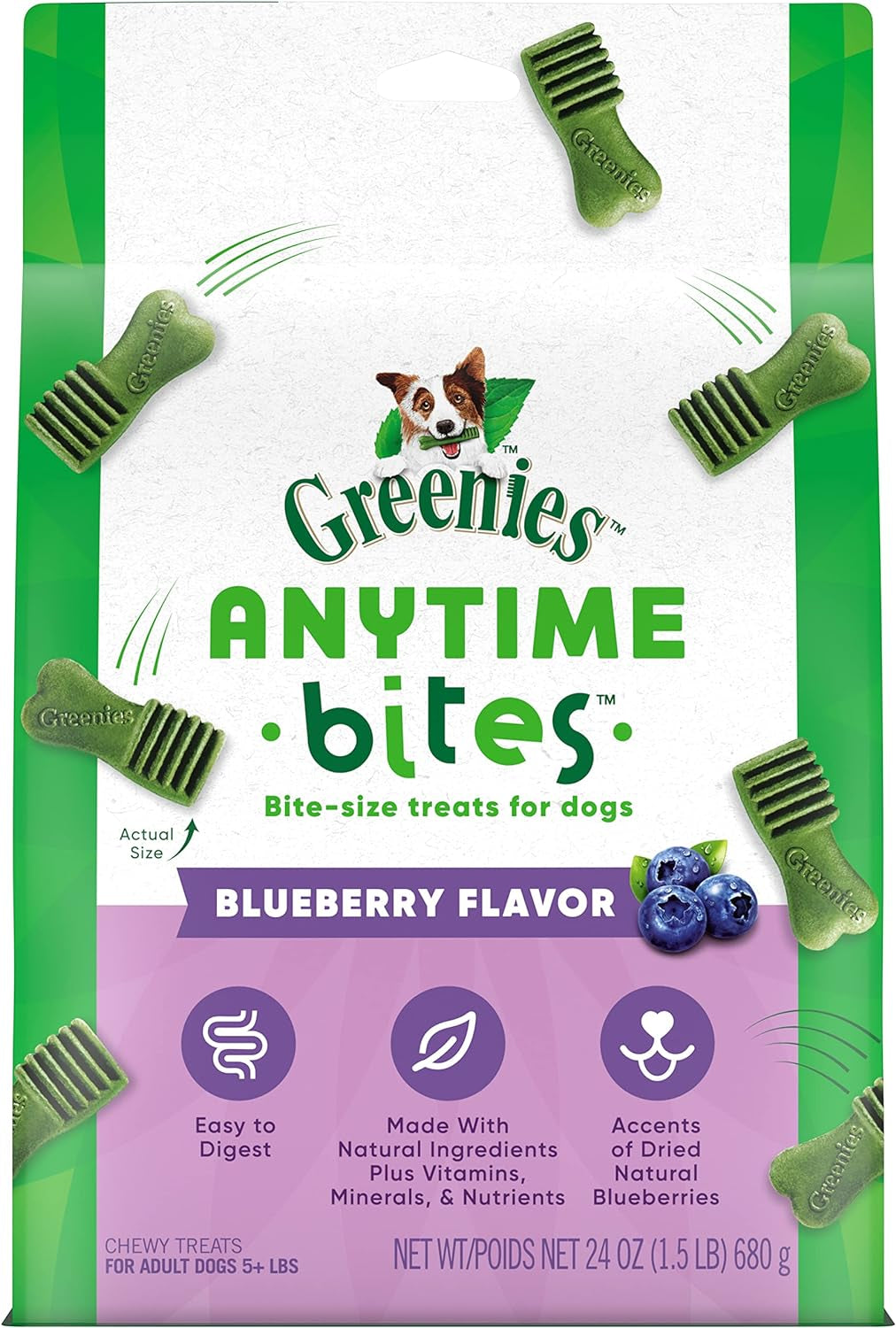 Anytime Bites Dog Treats, Blueberry Flavor, 24 Oz. Bag