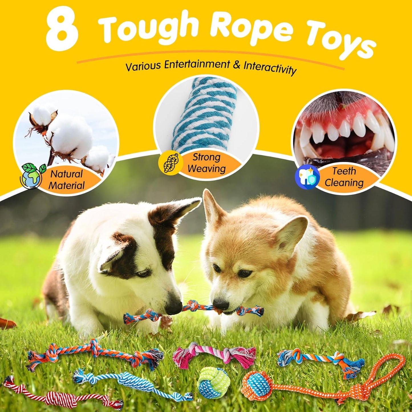 25 Pack Luxury Dog Chew Toys for Puppy, Dog Toys with Ropes, Treat Ball and Squeaky Puppy Toys for Teething Small Dogs