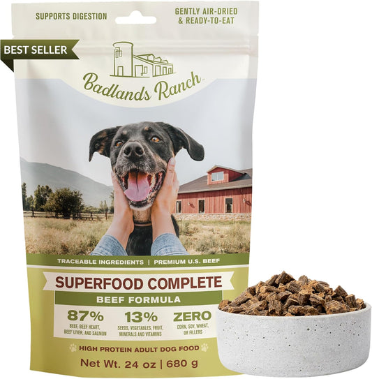 Superfood Complete, Adult Dog Food, Air-Dried, High Protein, Zero Fillers, Superfood Nutrition by Katherine Heigl (24 Oz., Beef Formula)