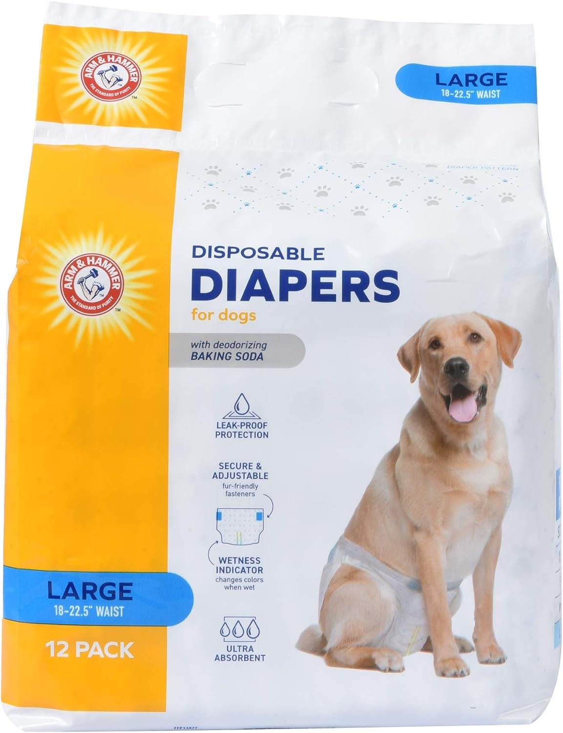 for Pets Female Dog Diapers, Size Large, 12 Count | Ultra-Absorbent, Adjustable Girl Dog Diapers with Leak-Proof Protection and Wetness Indicator