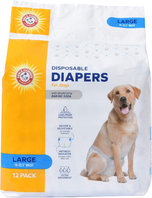for Pets Female Dog Diapers, Size Large, 12 Count | Ultra-Absorbent, Adjustable Girl Dog Diapers with Leak-Proof Protection and Wetness Indicator