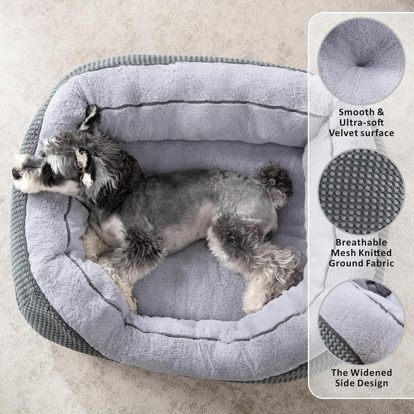 Medium Dog Beds for Medium Dogs Washable, Rectangle Dog Bed Medium Size Dog, Orthopedic Dog Bed, Warming Soft Calming Sleeping Puppy Bed Durable Pet Bed with Anti-Slip Bottom M(30"X24"X9")