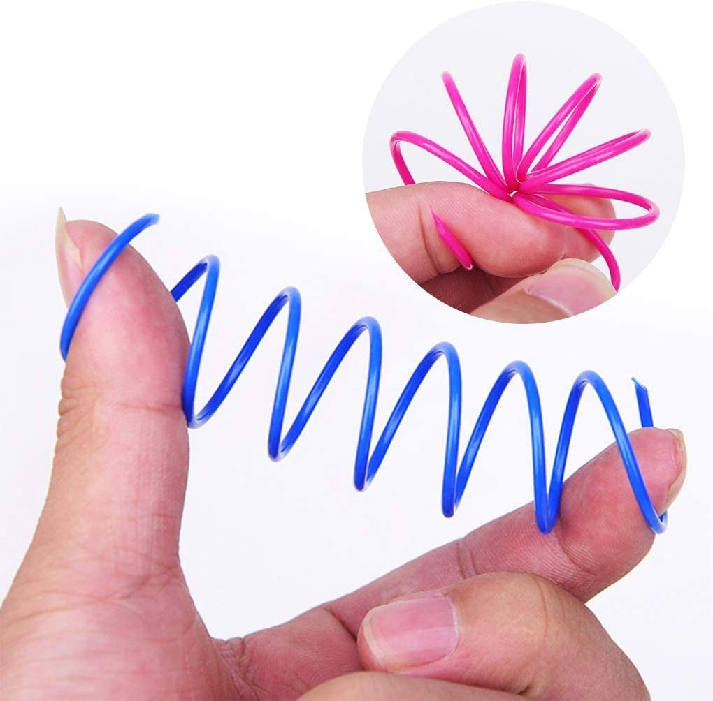 Cat Spring Toy (60 Pack), Cat Kittens Toys Plastic Coil Spiral Springs for Swatting, Biting, Hunting, and Active Healthy Play (Random Color)