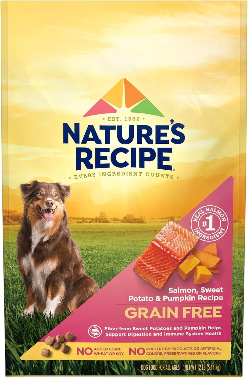 Grain Free Dry Dog Food, Salmon, Sweet Potato & Pumpkin Recipe, 12 Lb. Bag