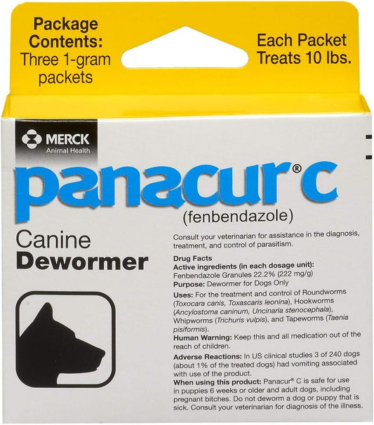 C Canine Dewormer (Fenbendazole), 1 Gram, Yellow, 3 Count (Pack of 1)
