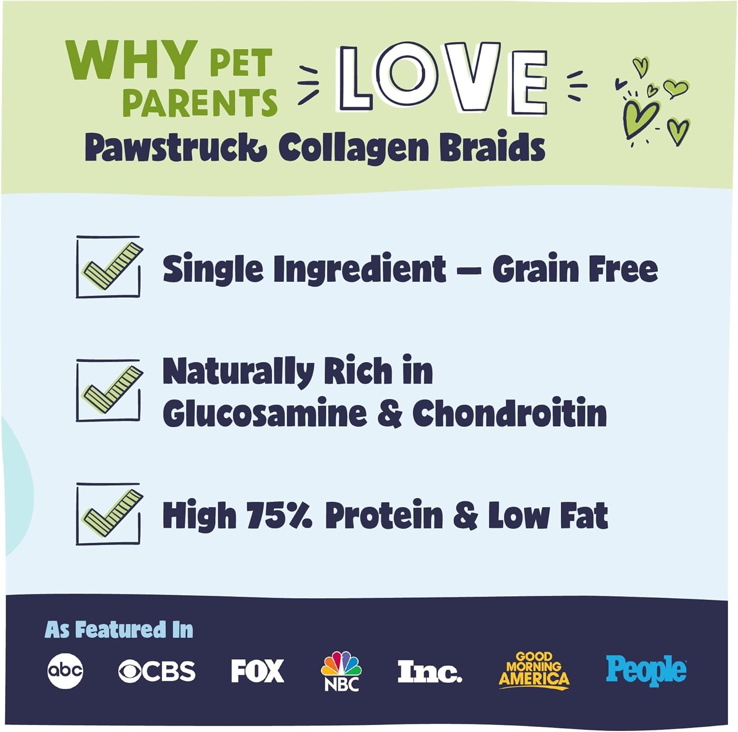 Natural Large 10-13” Beef Collagen Braids for Dogs – Long-Lasting Rawhide & Bully Stick Alternative, with Chondroitin & Glucosamine – 3 Pack
