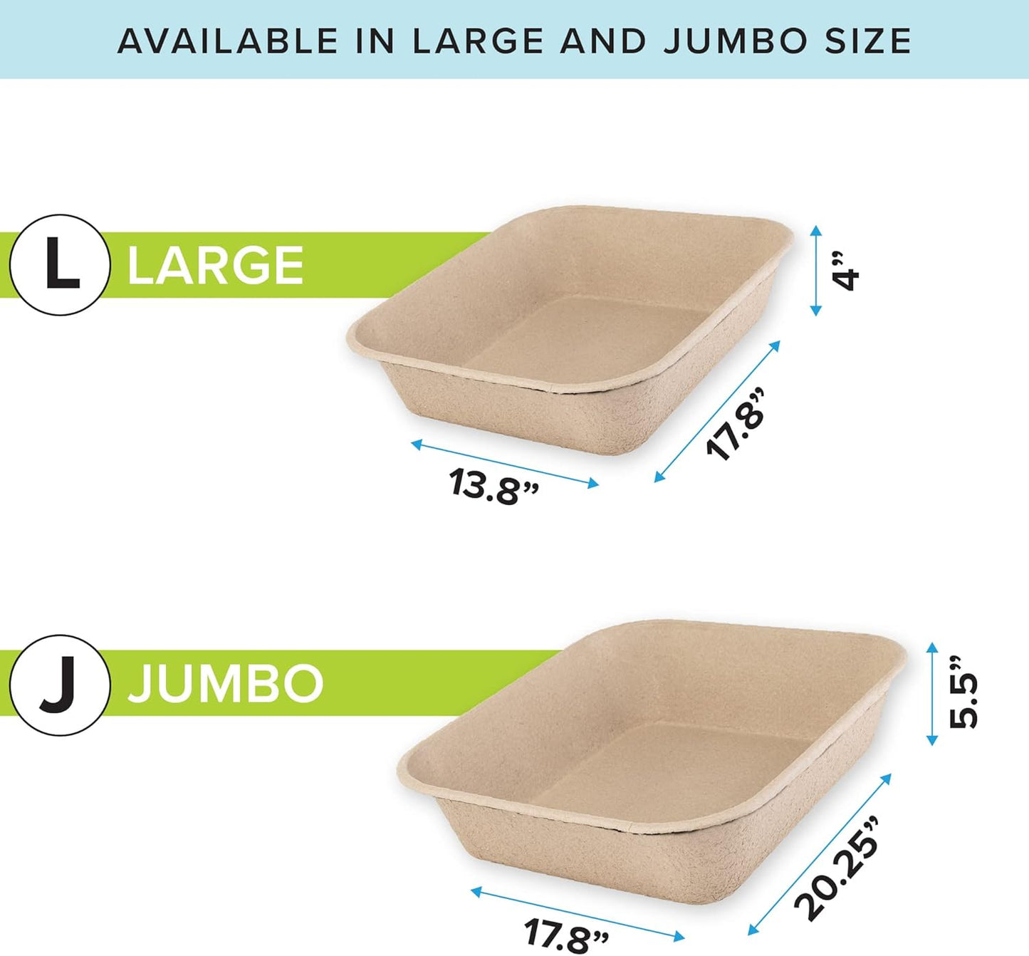 (6-Pack) Disposable Cat Litter Box, Sustainable, Clean - Large, 6-Pack