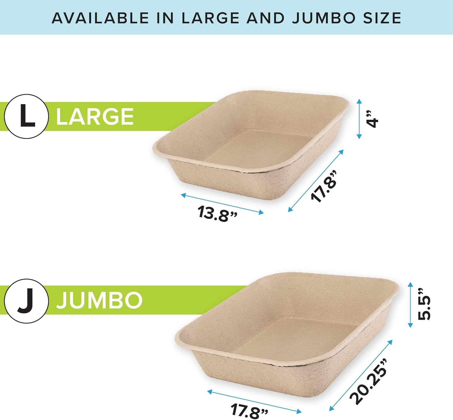 (6-Pack) Disposable Cat Litter Box, Sustainable, Clean - Large, 6-Pack