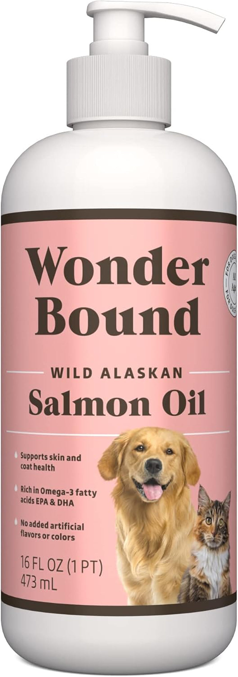 Amazon Brand -  Wild Alaskan Salmon Oil - Skin and Coat Support, Omega 3 Supplement for Dog and Cat , 16 Fl Oz