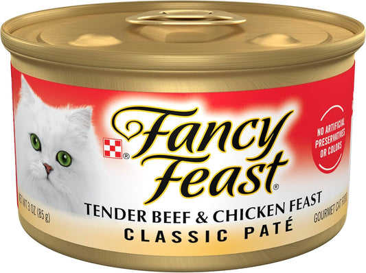 Purina  Tender Beef and Chicken Feast Classic Grain Free Wet Cat Food Pate - (Pack of 24) 3 Oz. Cans