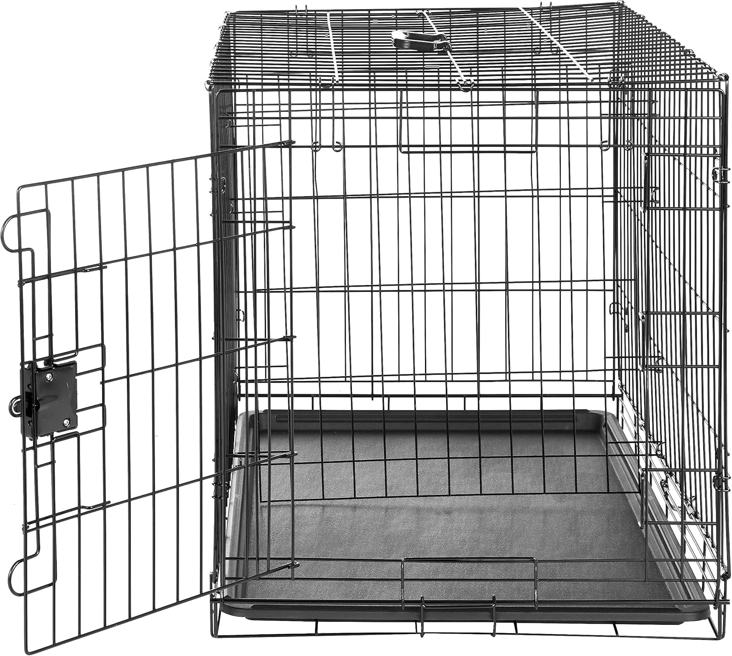 Durable, Foldable, Collapsible, Portable Metal Wire Dog Crate with Tray, Single Door with Divider Panel, Easy to Assemble & Clean, 36 X 23 X 25 In, Black