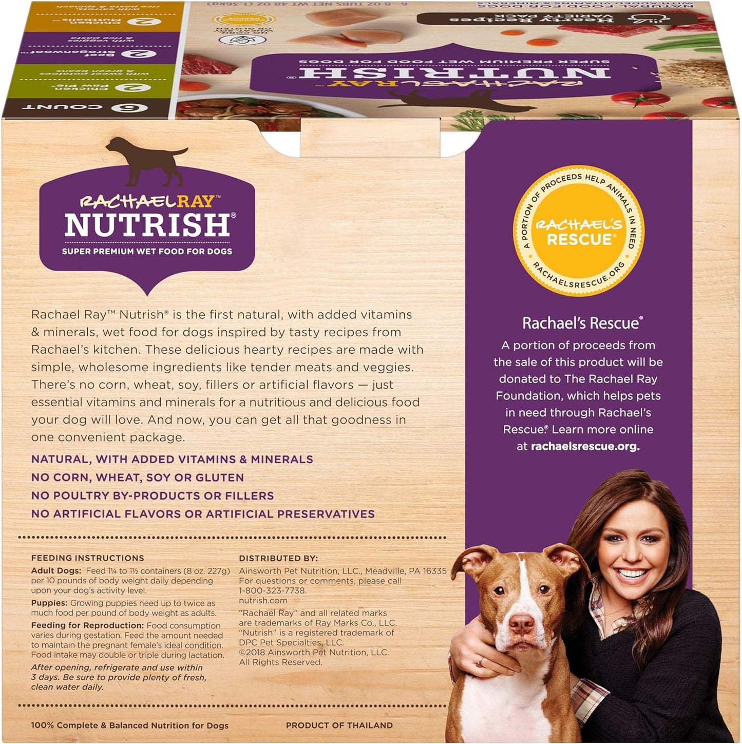 Rachael Ray Wet Dog Food Variety Pack Hearty Recipes, 6-8 Oz. Tubs, 2 Count