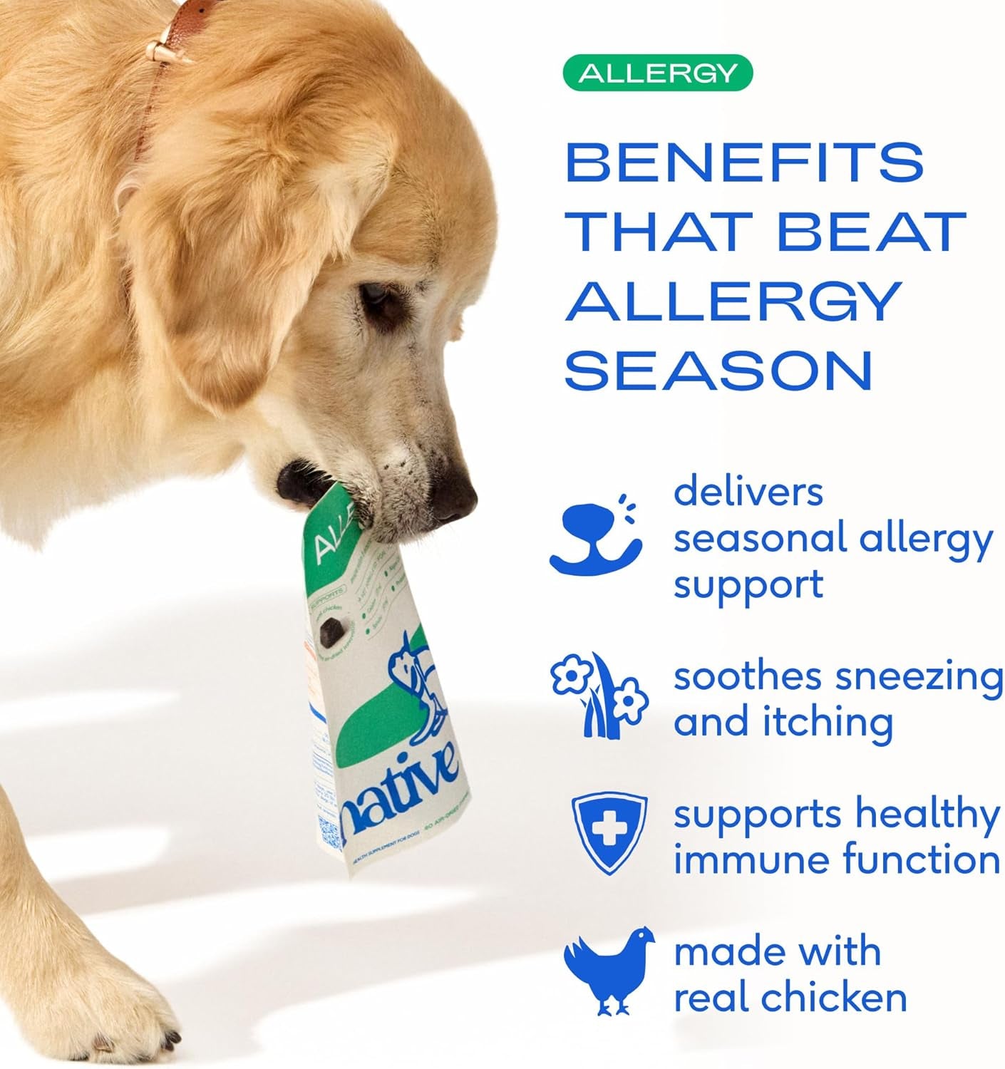 Dog Allergy Chews - Dog Allergy Relief with Probiotics and Colostrum for Itchy Skin Relief to Support Seasonal Allergy and Healthy Immune System - All Natural Anti-Histamine - 60 Chews