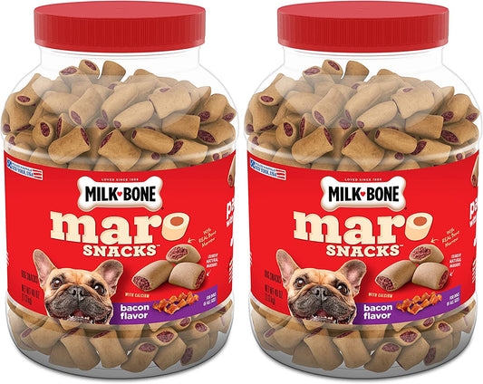 Marosnacks Bacon Flavor Small Dog Treats with Bone Marrow, 40 Ounces (Pack of 2) (Packaging Design May Vary)