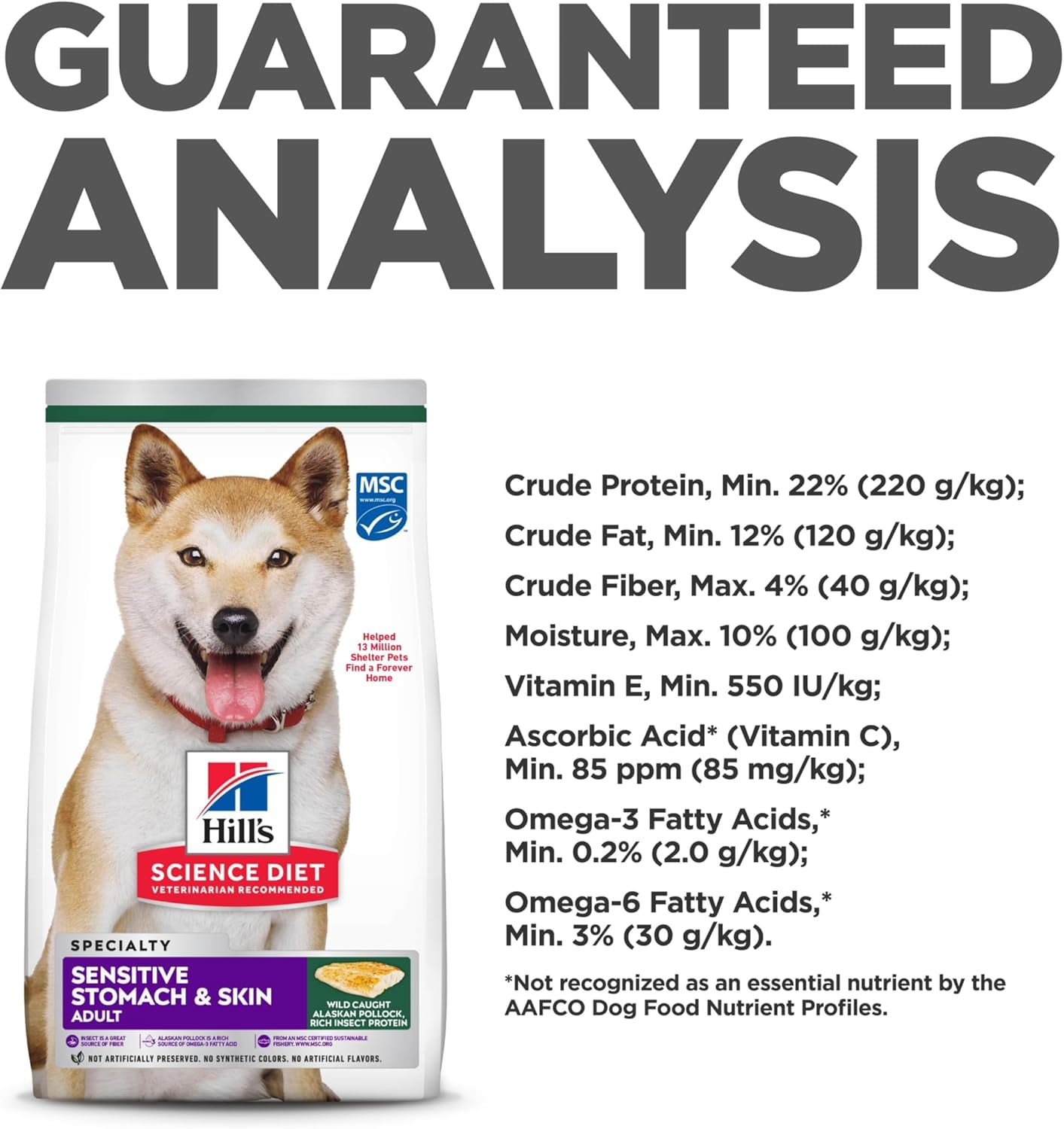 Sensitive Stomach & Skin, Adult 1-6, Stomach & Skin Sensitivity Support, Dry Dog Food, Pollock, Barley, & Insect Recipe, 12 Lb Bag