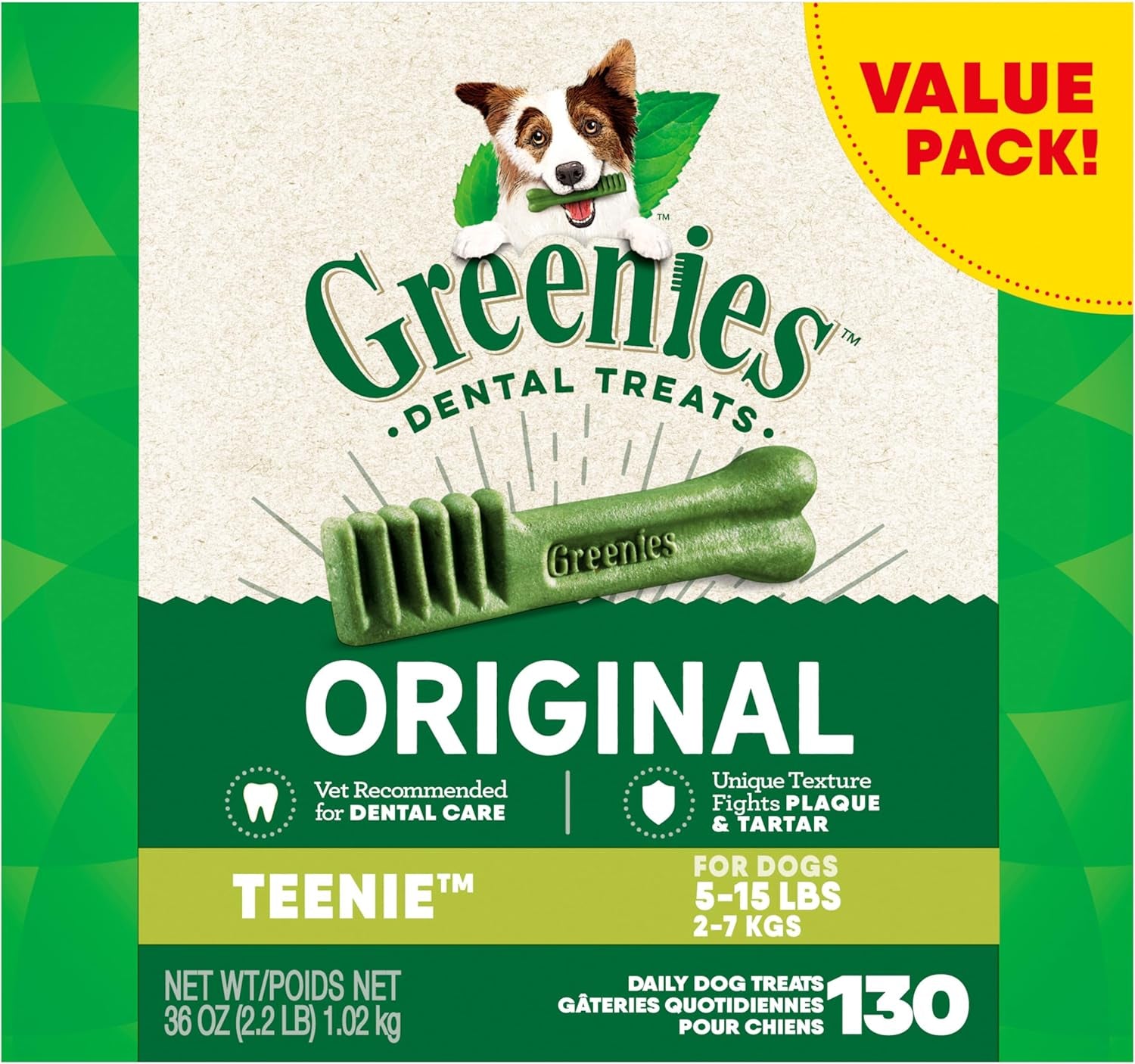Original Teenie Dental Dog Treats, 36 Oz. Pack (130 Treats)