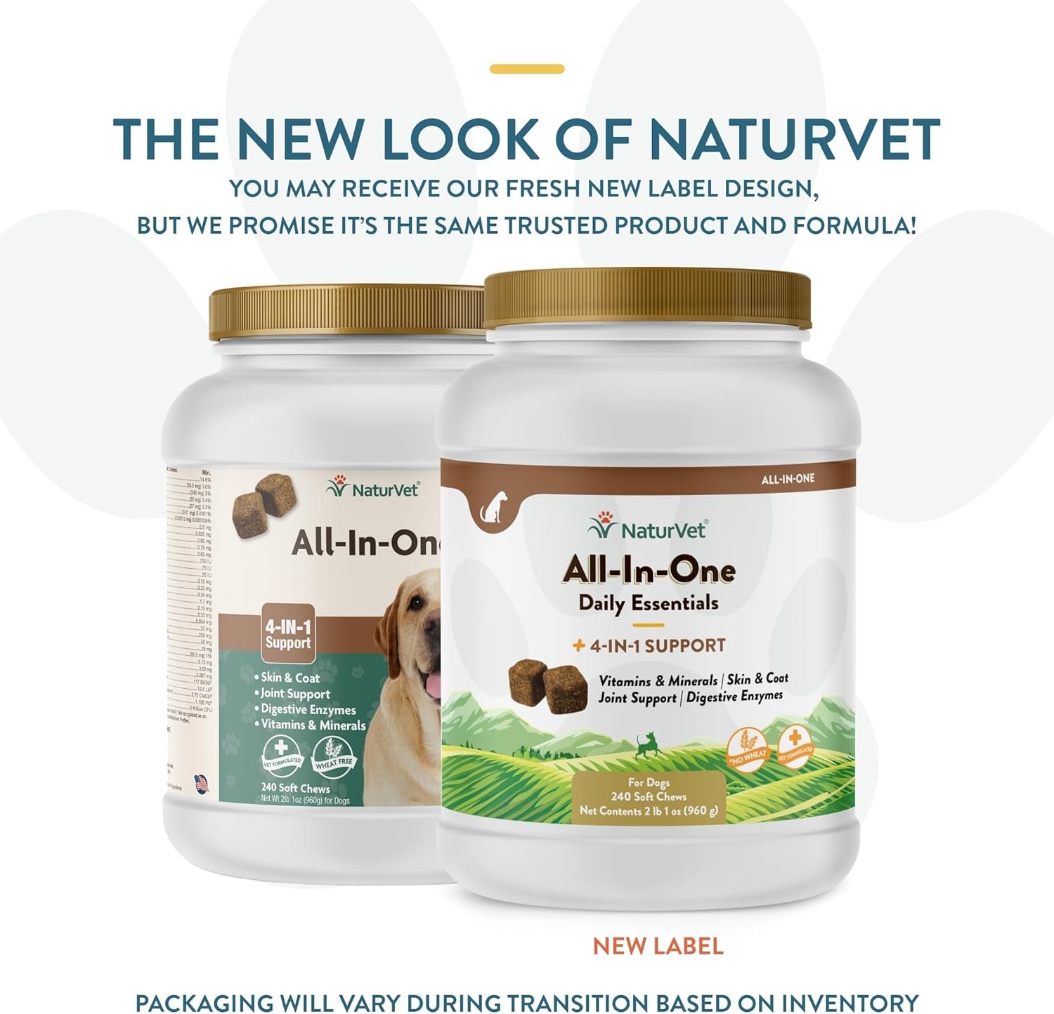 All-In-One Dog Supplement - for Joint Support, Digestion, Skin, Coat Care – Dog Multivitamins with Minerals, Omega-3, 6, 9 – Wheat-Free Vitamins for Dogs – 240 Soft Chews