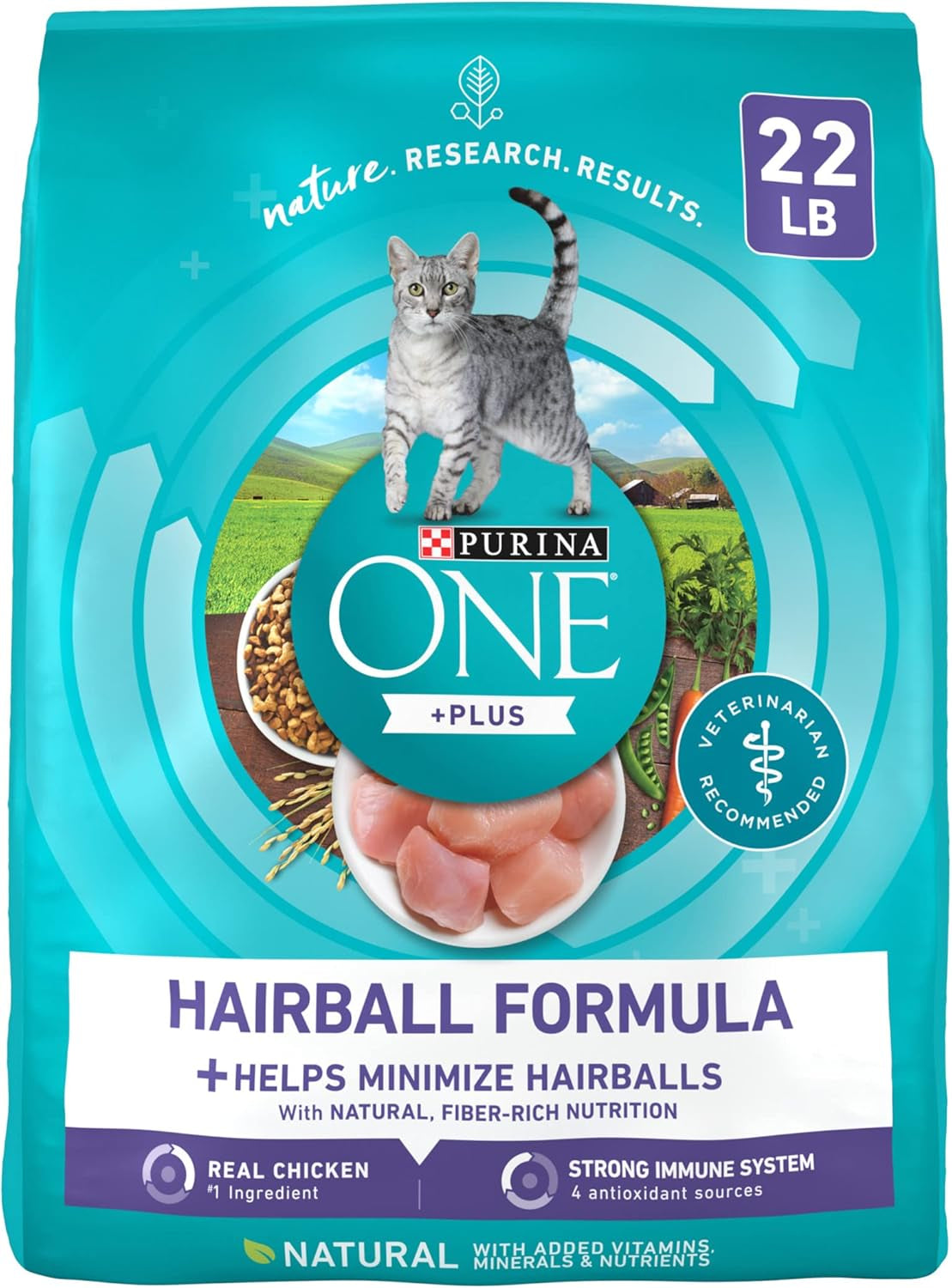 Natural Cat Food for Hairball Control, +PLUS Hairball Formula - 22 Lb. Bag