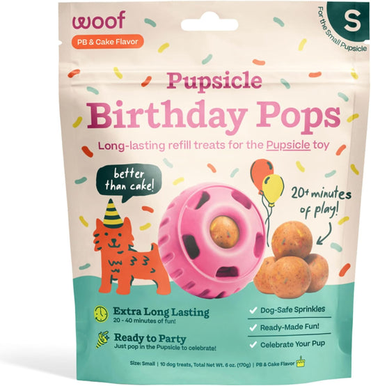 Pupsicle Birthday Pops - Healthy Dog Treats - Pre-Made Pupsicle Refills- Wholesome Ingredients - Naturally Sweet - Cake-Flavored Birthday Treat for Dogs - Small