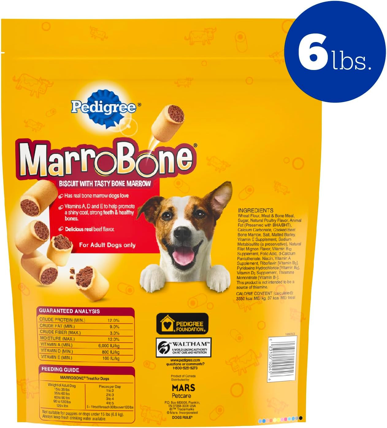 Dry Dog Treats Marrobone Real Beef Flavor, 6 Lb. Bag