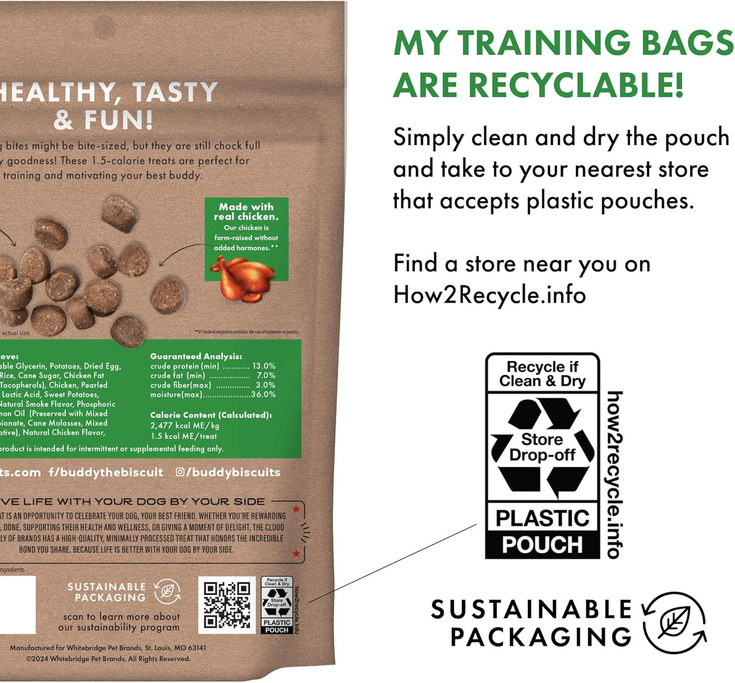Trainers 10 Oz. Bag of Training Bites Soft & Chewy Dog Treats Made with Chicken Flavor