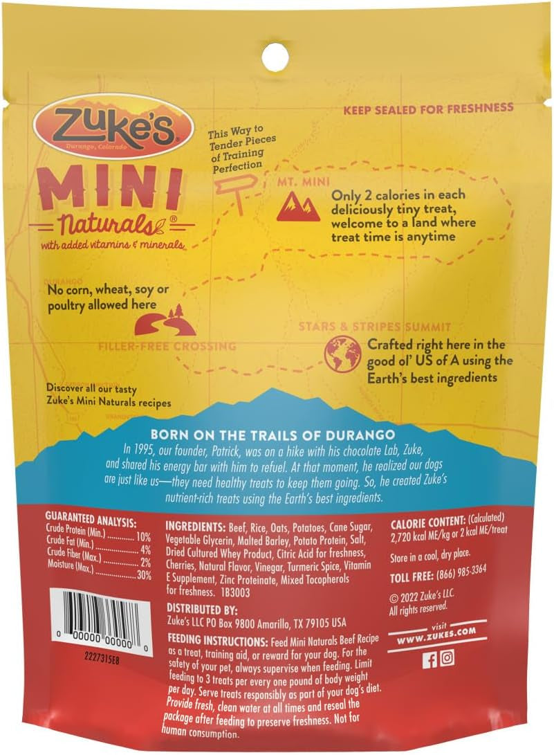 Zuke’S Mini Naturals Dog Training Treats for Dogs, Pet Treats Made with Real Beef, 16 Oz. Resealable Pouch - 16 Oz. Bag