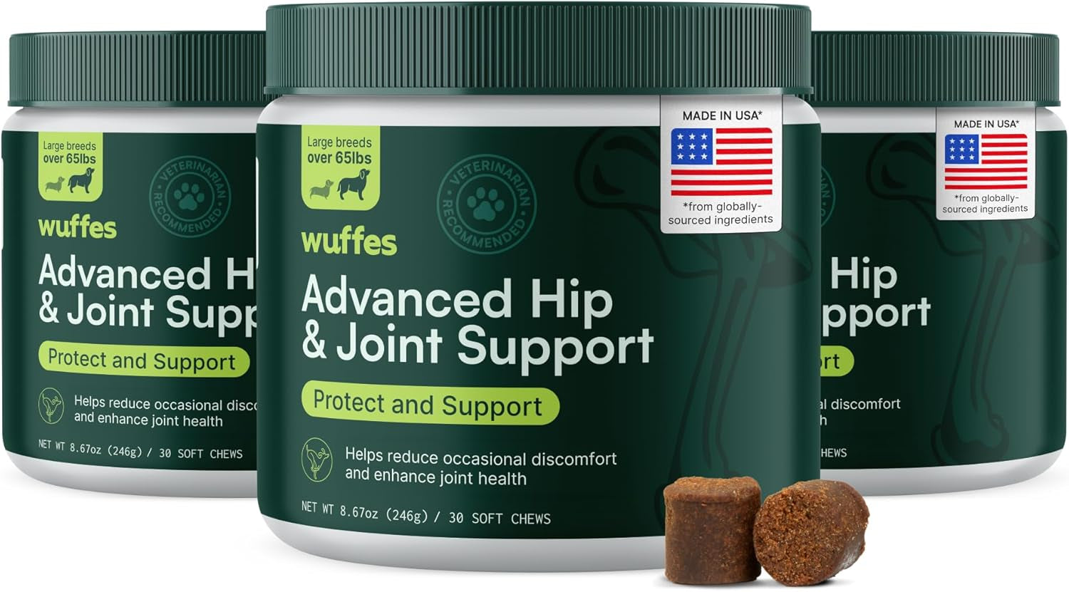 Chewable Dog Hip & Joint Supplement - Glucosamine & Chondroitin Chews - Dog Joint Supplements & Vitamins - Extended Joint Care (Large Breed (Over 65 Lbs), 90 Chews (Pack of 3))
